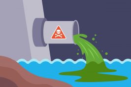 graphic of hazardous waste being poured into the sea
